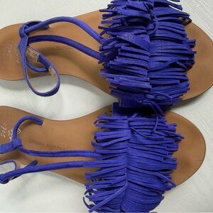 Banana Republic Royal Purple Fringe Flat Sandals